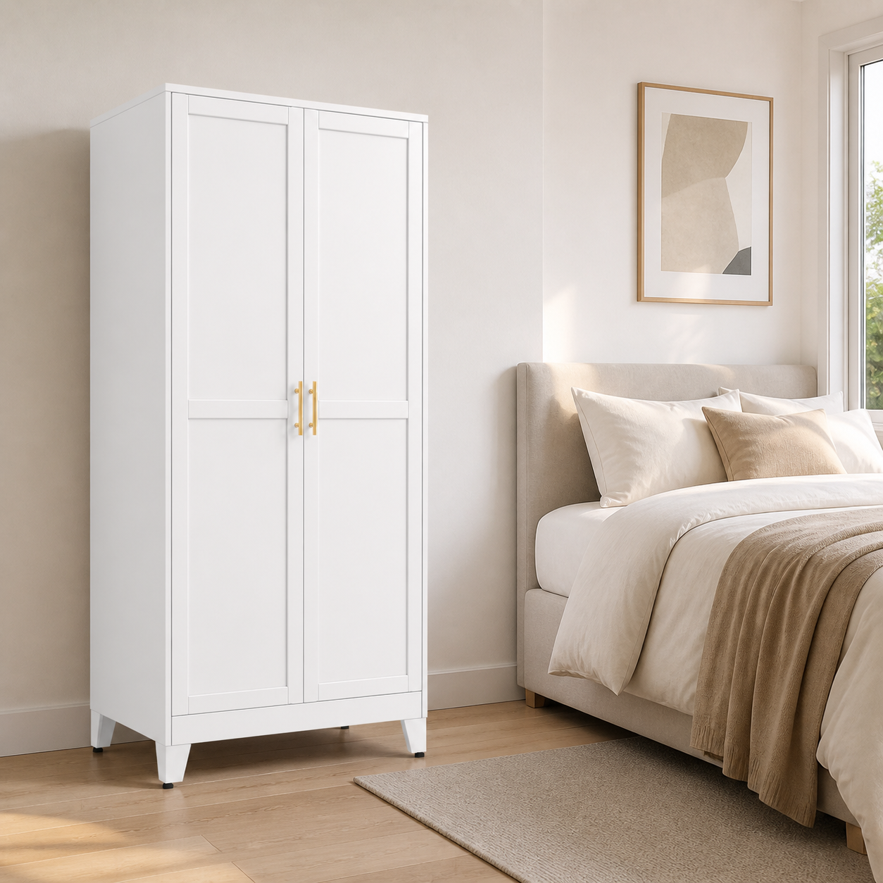 GAIOUS 71" Metal Wardrobe Cabinet with Hanging Rod