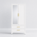 GAIOUS 71" Metal Wardrobe Cabinet with Mirror & Drawers