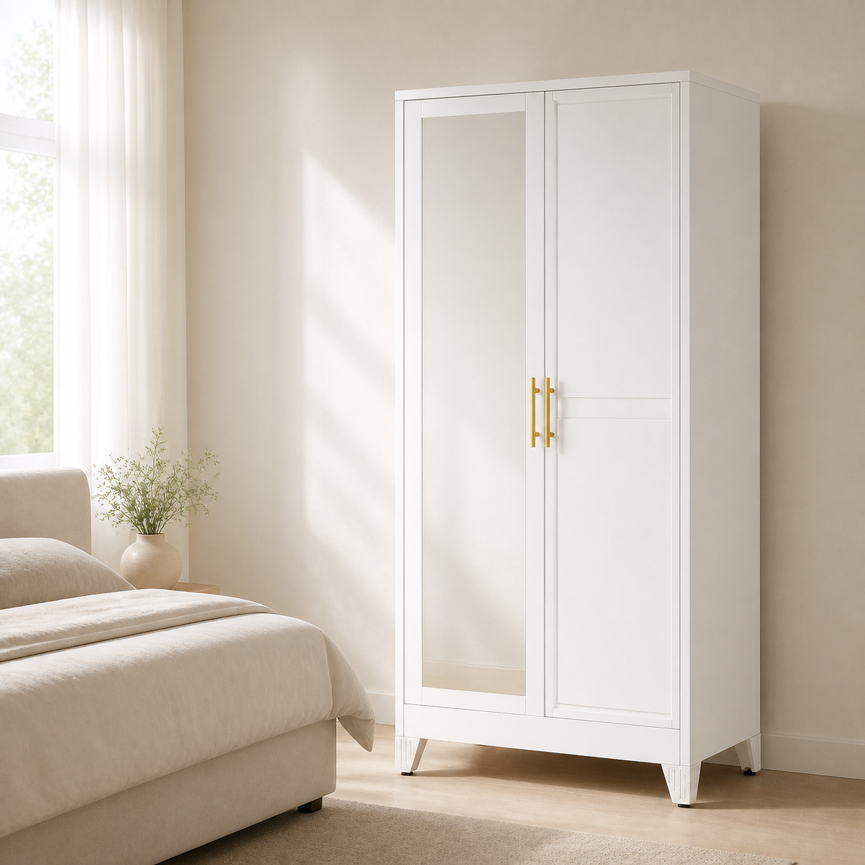 GAIOUS 71" Metal Wardrobe Cabinet with Mirror