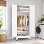 GAIOUS 71" Metal Wardrobe Cabinet with Hanging Rod