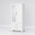 GAIOUS 71" Metal Wardrobe Cabinet with Mirror & Drawers