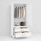 GAIOUS 71" Metal Wardrobe Cabinet with Mirror & Drawers