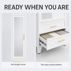 GAIOUS 71" Metal Wardrobe Cabinet with Mirror & Drawers