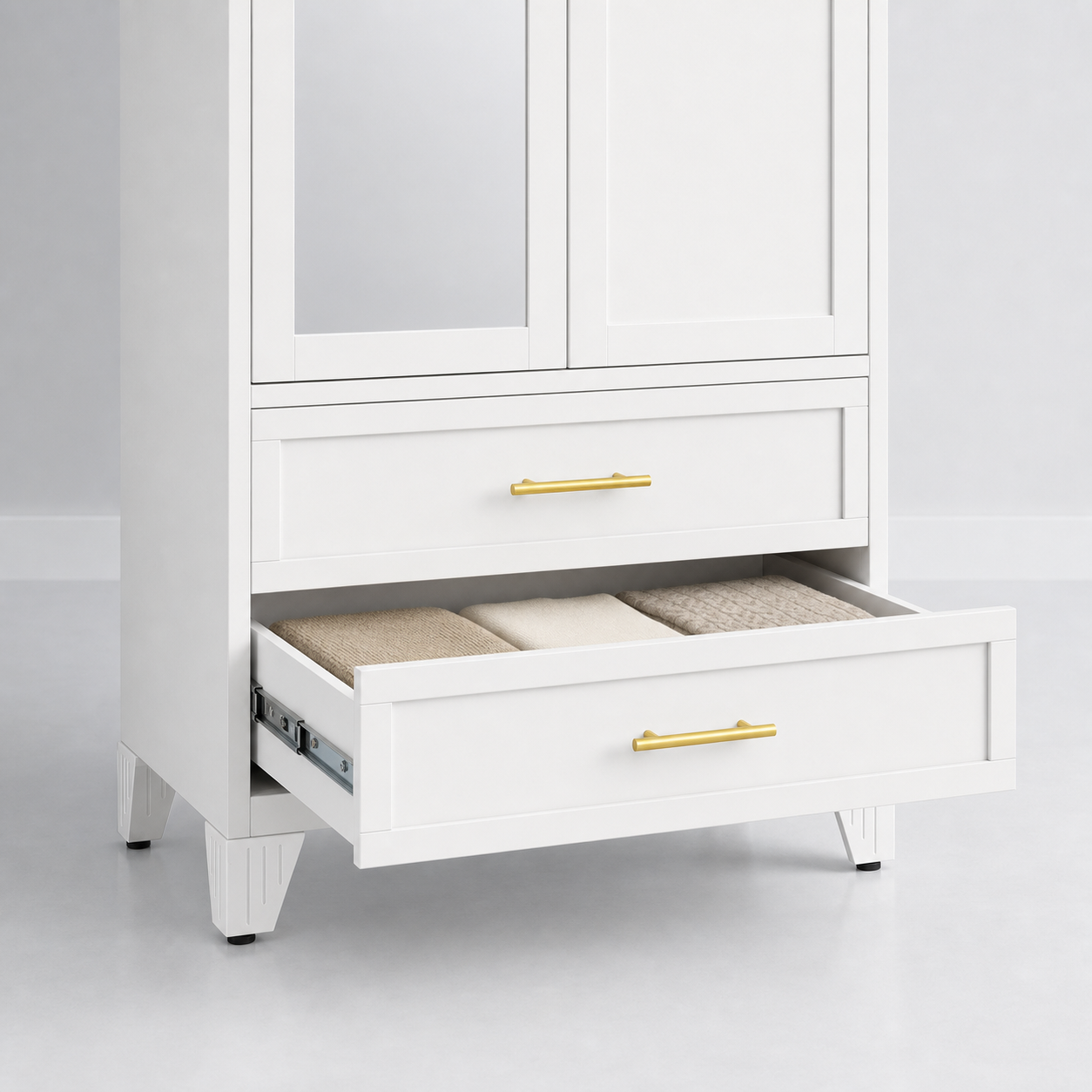 GAIOUS 71" Metal Wardrobe Cabinet with Mirror & Drawers