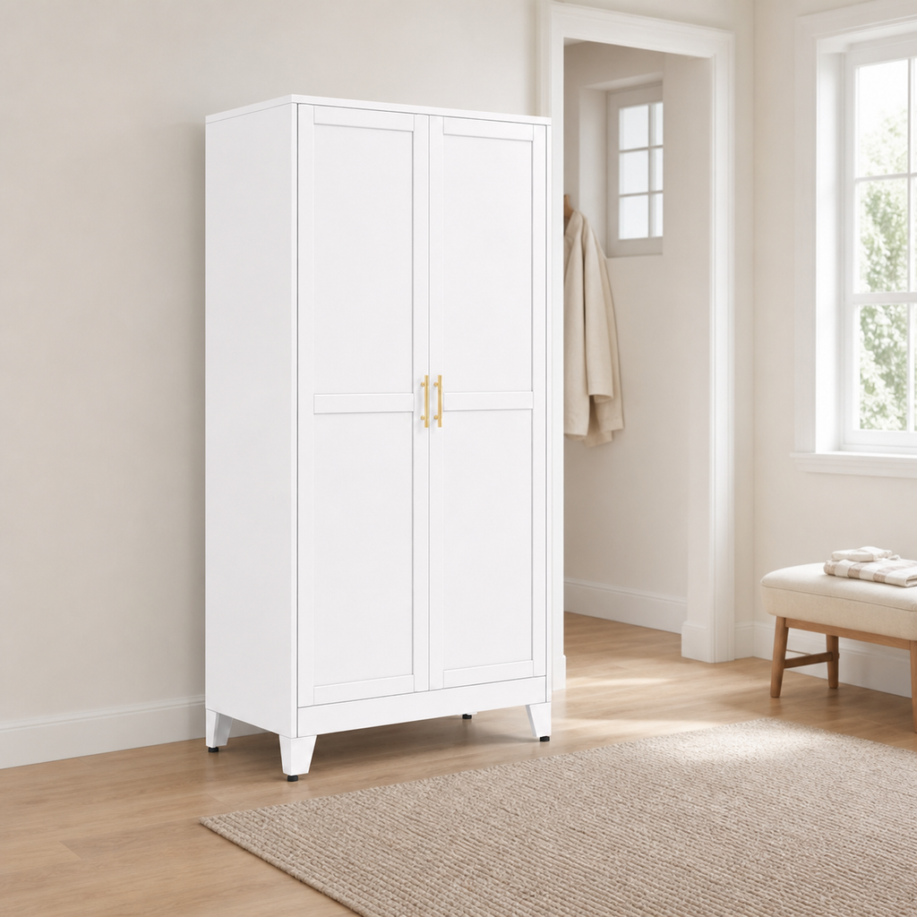 GAIOUS 71" Metal Wardrobe Cabinet with Hanging Rod