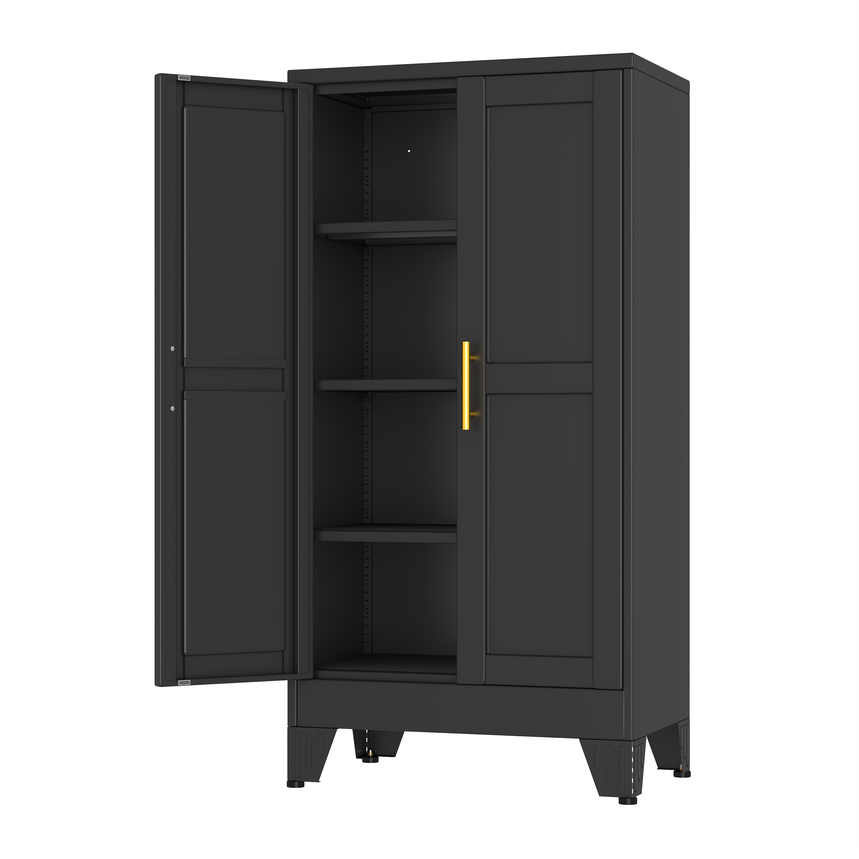 GAIOUS Metal Pantry Cabinet, Kitchen Pantry Storage Cabinets with 2 Door and 3 Adjustable Shelves, White Kitchen Pantry Cabinet, Freestanding Cupboard for Dining Room Living Room Bathroom