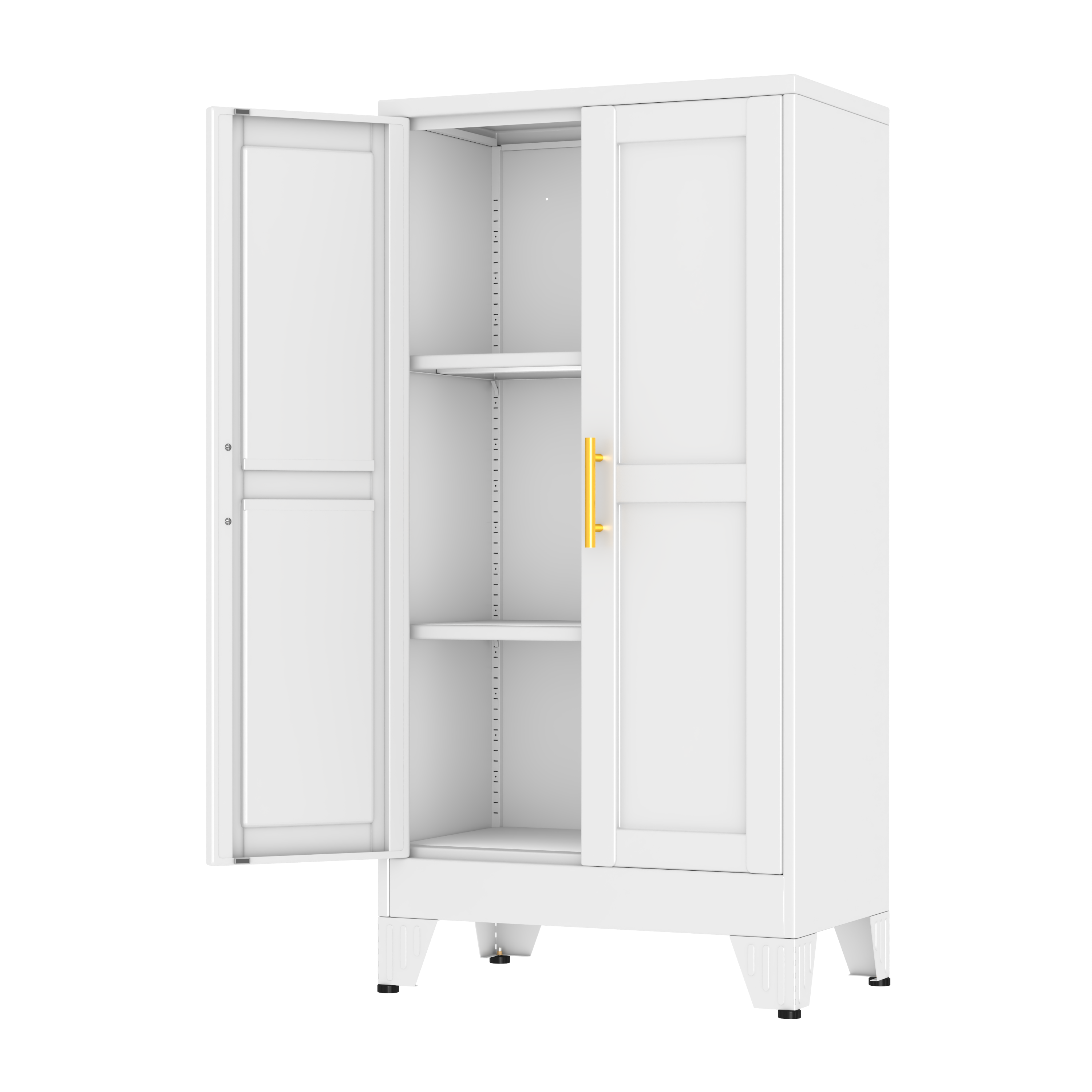 GAIOUS Metal Pantry Cabinet, Kitchen Pantry Storage Cabinets with 2 Door and 3 Adjustable Shelves, White Kitchen Pantry Cabinet, Freestanding Cupboard for Dining Room Living Room Bathroom