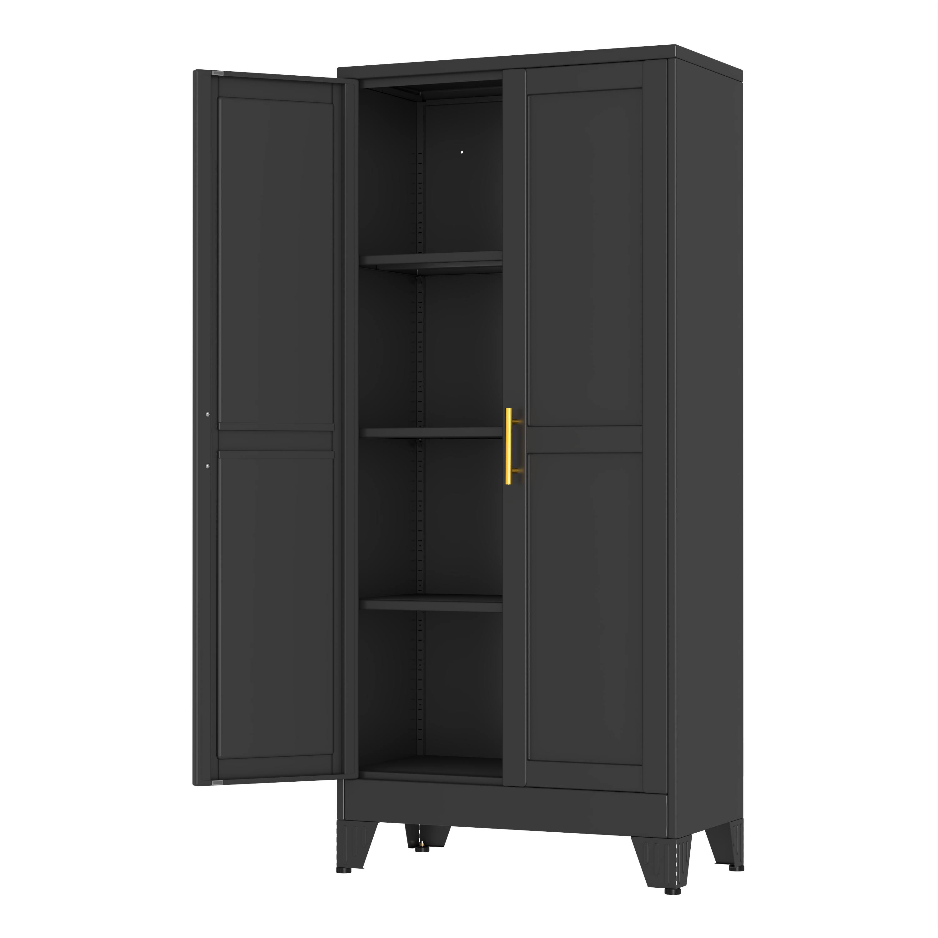 GAIOUS Metal Pantry Cabinet, Kitchen Pantry Storage Cabinets with 2 Door and 3 Adjustable Shelves, White Kitchen Pantry Cabinet, Freestanding Cupboard for Dining Room Living Room Bathroom