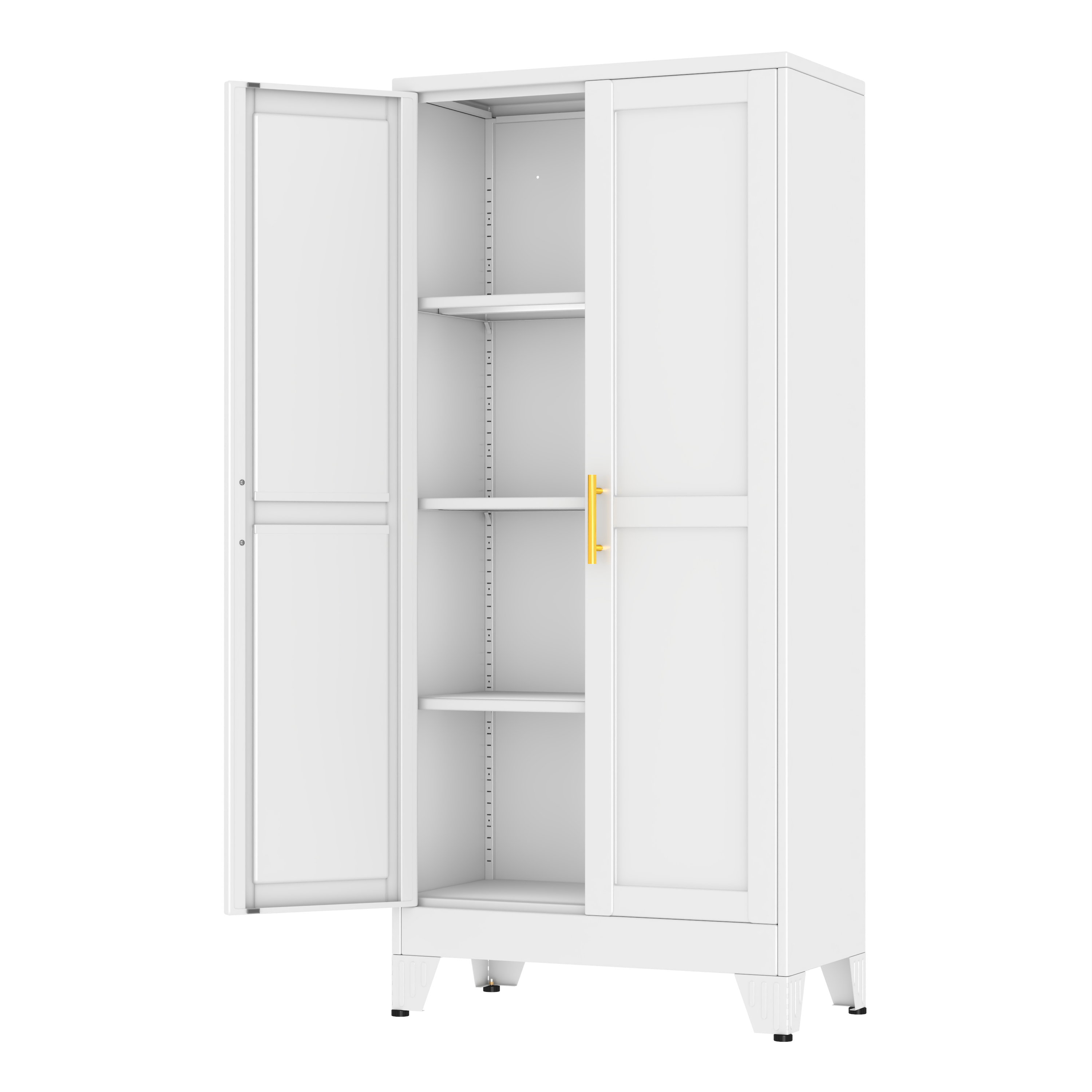 GAIOUS Metal Pantry Cabinet, Kitchen Pantry Storage Cabinets with 2 Door and 3 Adjustable Shelves, White Kitchen Pantry Cabinet, Freestanding Cupboard for Dining Room Living Room Bathroom