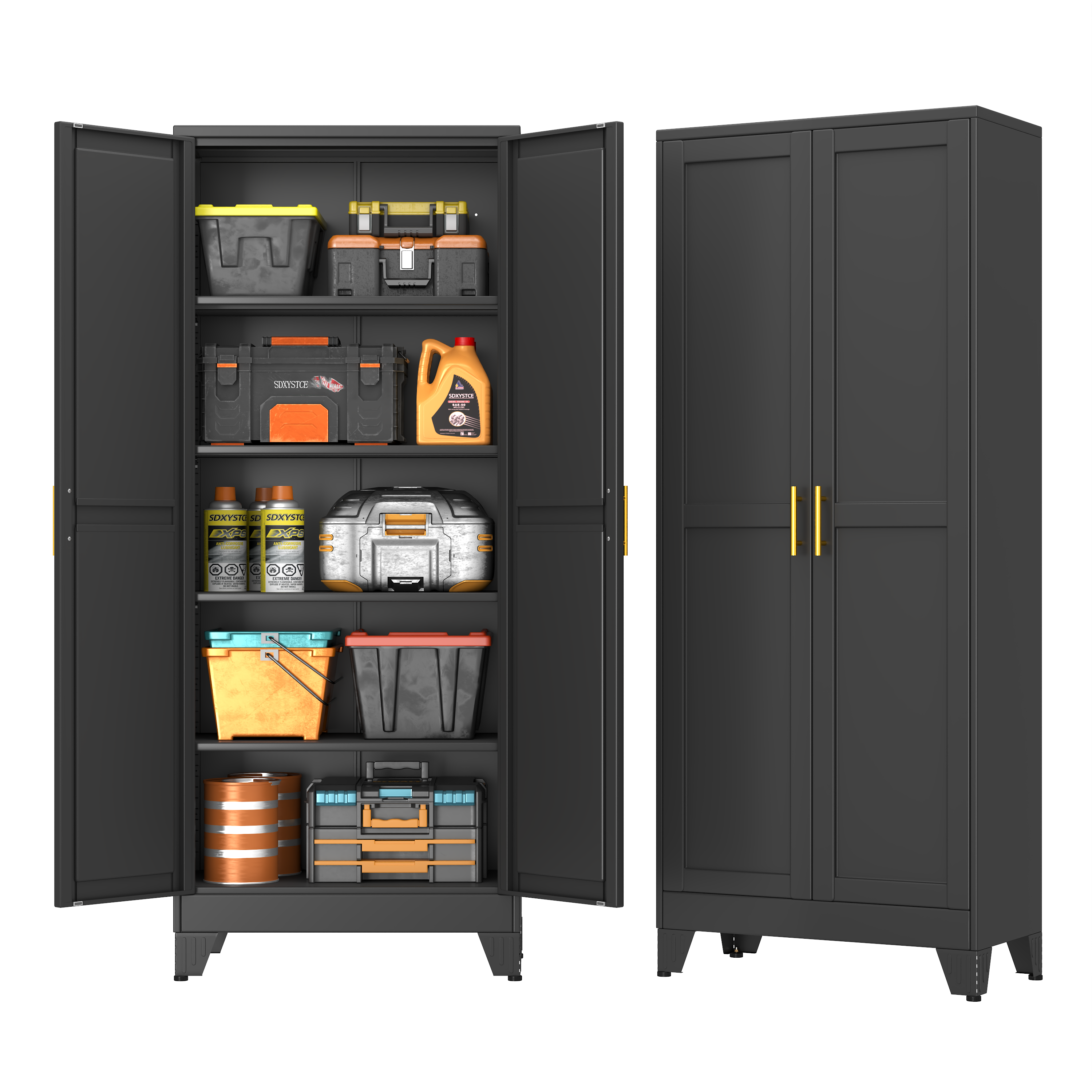 GAIOUS Metal Pantry Cabinet, Kitchen Pantry Storage Cabinets with 2 Door and 3 Adjustable Shelves, White Kitchen Pantry Cabinet, Freestanding Cupboard for Dining Room Living Room Bathroom