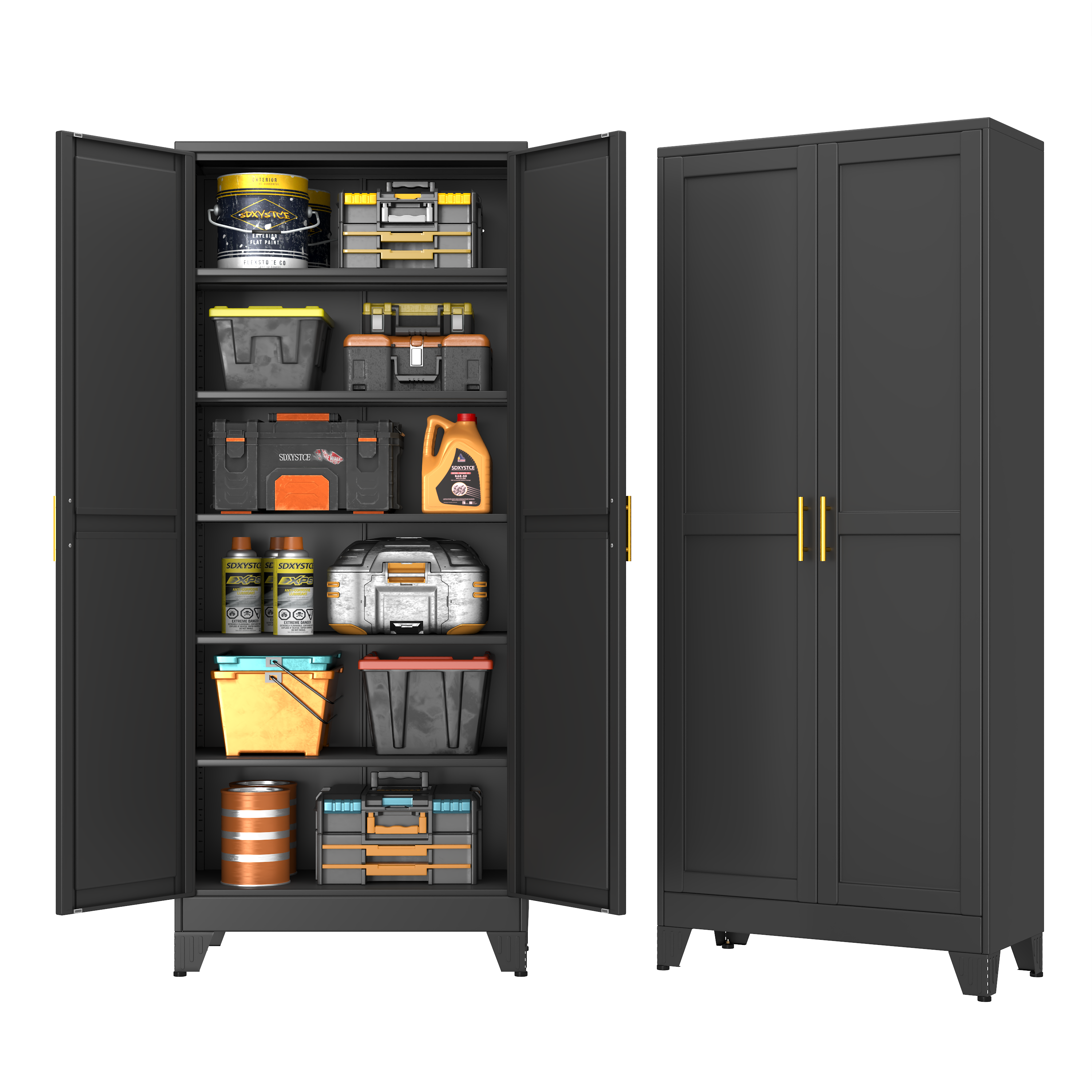 GAIOUS Metal Pantry Cabinet, Kitchen Pantry Storage Cabinets with 2 Door and 3 Adjustable Shelves, White Kitchen Pantry Cabinet, Freestanding Cupboard for Dining Room Living Room Bathroom