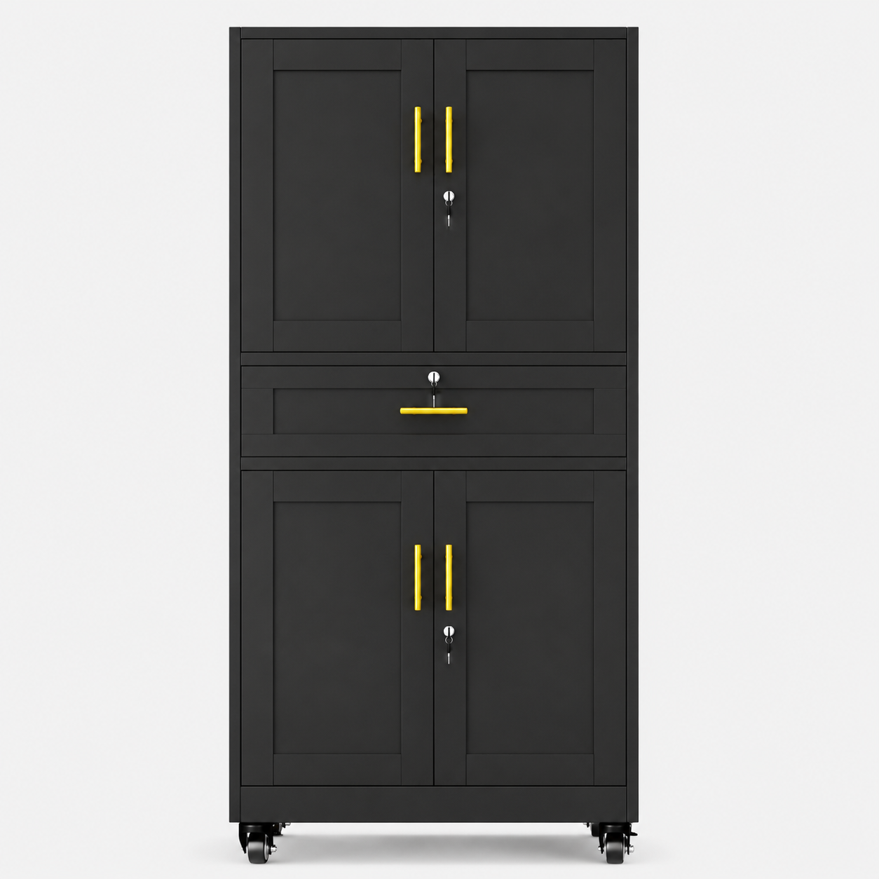 GAIOUS Metal Storage Cabinet with Dual Doors, Locking Drawer & Wheels（副本）