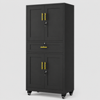 GAIOUS Metal Storage Cabinet with Dual Doors, Locking Drawer & Wheels（副本）