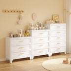 White Aesthetic Modern 5-Drawer Metal Dresser for Bedroom - Large-Capacity Waterproof Storage Cabinet with Rounded Corners, Slim Handles, LED Charging Light, Movable Deep Chest, Instructions Included for Office Use