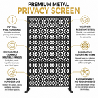 72" Premium Metal Privacy Screen – Outdoor Patio Divider with Decorative Cutout Pattern