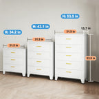 White Aesthetic Modern 5-Drawer Metal Dresser for Bedroom - Large-Capacity Waterproof Storage Cabinet with Rounded Corners, Slim Handles, LED Charging Light, Movable Deep Chest, Instructions Included for Office Use