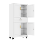 GAIOUS Metal Storage Cabinet with Dual Doors, Locking Drawer & Wheels（副本）