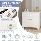 White Aesthetic Modern 5-Drawer Metal Dresser for Bedroom - Large-Capacity Waterproof Storage Cabinet with Rounded Corners, Slim Handles, LED Charging Light, Movable Deep Chest, Instructions Included for Office Use