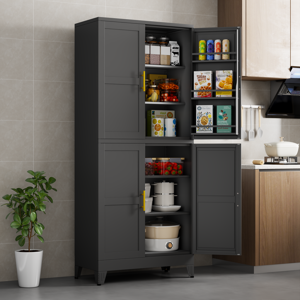 GAIOUS Metal Storage Cabinet with French Doors – Kitchen & Pantry Organizer