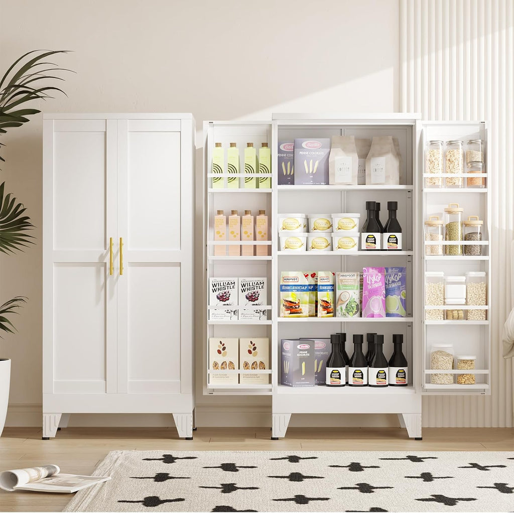GAIOUS Metal Storage Cabinet with French Doors – Kitchen & Pantry Organizer