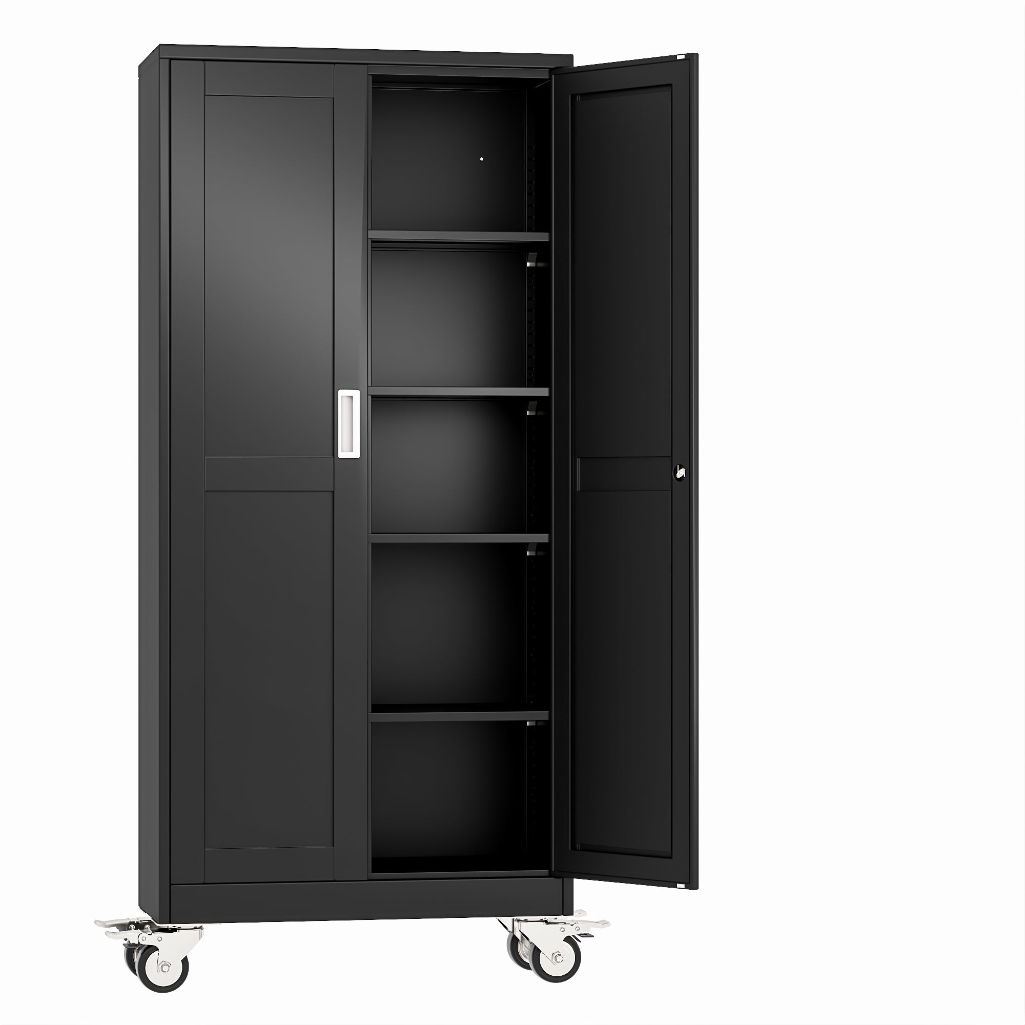 Heavy-Duty Metal Storage Cabinet with Wheels & Lock