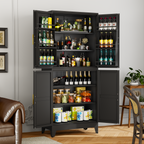 GAIOUS Metal Storage Cabinet with French Doors – Kitchen & Pantry Organizer