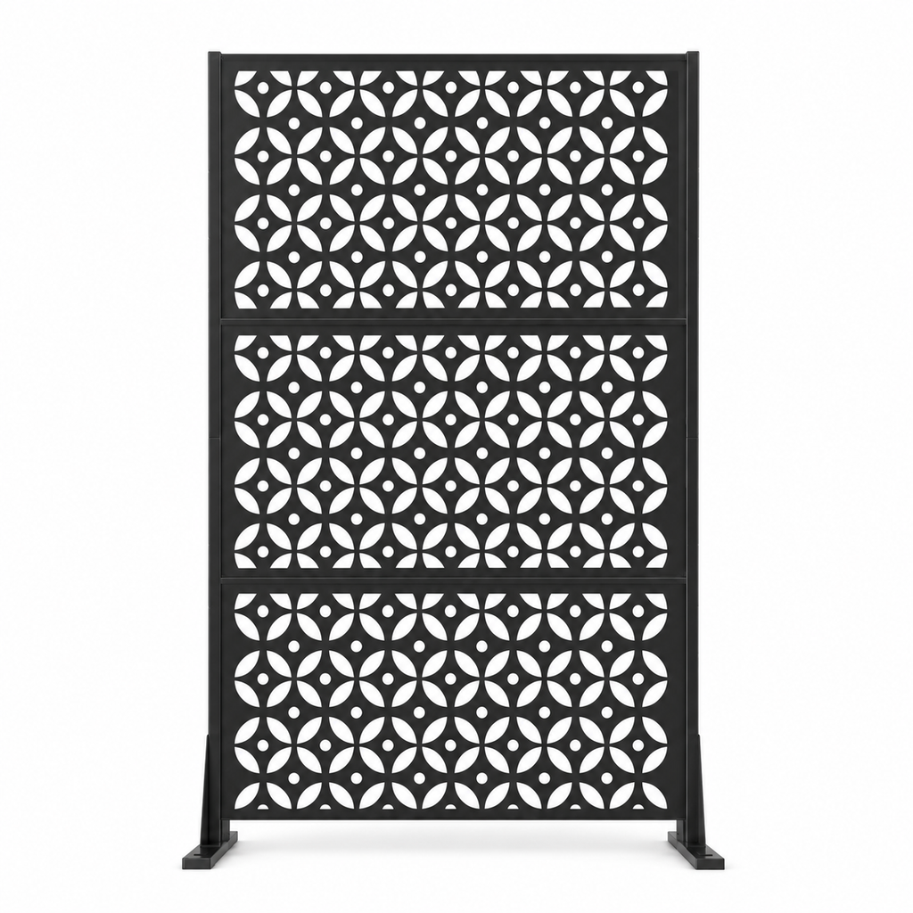 72" Premium Metal Privacy Screen – Outdoor Patio Divider with Decorative Cutout Pattern
