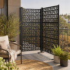 72" Premium Metal Privacy Screen – Outdoor Patio Divider with Decorative Cutout Pattern