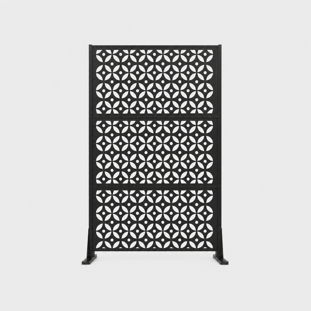 72" Premium Metal Privacy Screen – Outdoor Patio Divider with Decorative Cutout Pattern