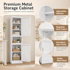 67" 2-Door Steel Storage Cabinet with Adjustable Shelves – Bathroom & Kitchen Organizer