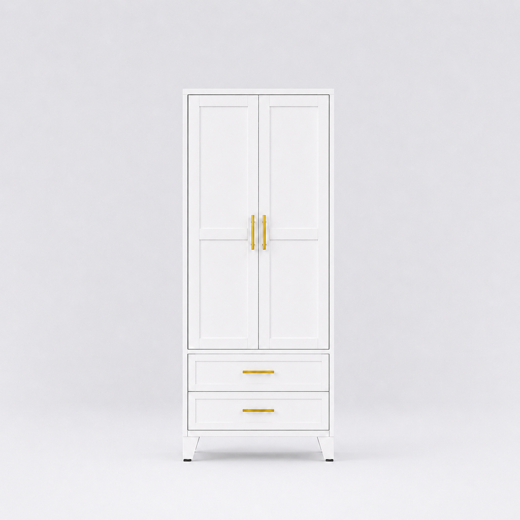 Double-door wardrobe with drawers