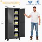 GAIOUS Metal Pantry Cabinet, Kitchen Pantry Storage Cabinets with 2 Door and 3 Adjustable Shelves, White Kitchen Pantry Cabinet, Freestanding Cupboard for Dining Room Living Room Bathroom
