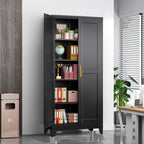 GAIOUS Metal Pantry Cabinet, Kitchen Pantry Storage Cabinets with 2 Door and 3 Adjustable Shelves, White Kitchen Pantry Cabinet, Freestanding Cupboard for Dining Room Living Room Bathroom