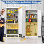 GAIOUS Metal Pantry Cabinet, Kitchen Pantry Storage Cabinets with 2 Door and 3 Adjustable Shelves, White Kitchen Pantry Cabinet, Freestanding Cupboard for Dining Room Living Room Bathroom