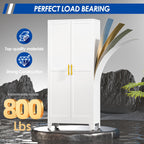 GAIOUS Metal Pantry Cabinet, Kitchen Pantry Storage Cabinets with 2 Door and 3 Adjustable Shelves, White Kitchen Pantry Cabinet, Freestanding Cupboard for Dining Room Living Room Bathroom