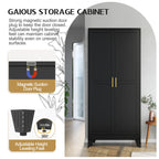 GAIOUS Metal Pantry Cabinet, Kitchen Pantry Storage Cabinets with 2 Door and 3 Adjustable Shelves, White Kitchen Pantry Cabinet, Freestanding Cupboard for Dining Room Living Room Bathroom