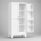 GAIOUS Metal Storage Cabinet with French Doors – Kitchen & Pantry Organizer